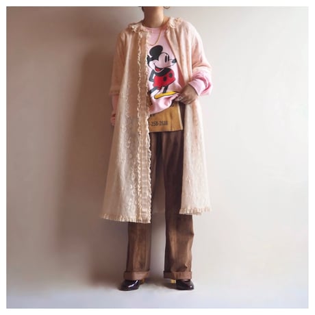 60s "Odette Barsa" lace ruffle night robe