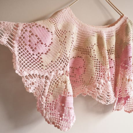 30s floral crochet cape collar