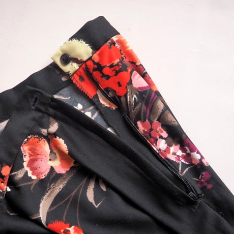 70〜80s floral maxi flare skirt
