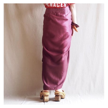 vintage Divine bordeaux satin wrap maxi skirt