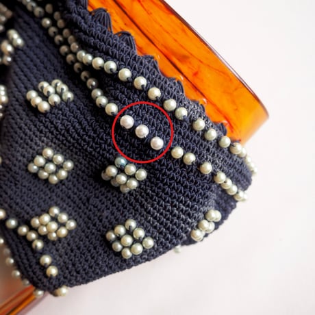 50〜60s pearl beads lucite woven bag
