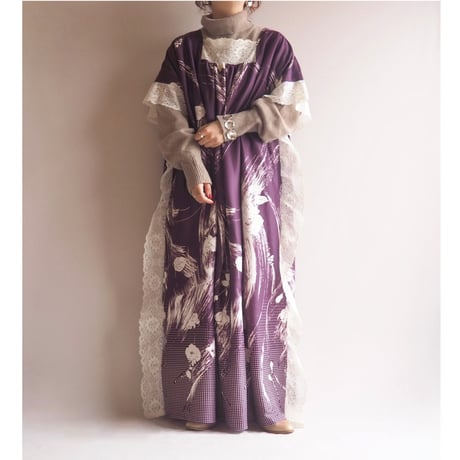 70s floral lace kaftan dress