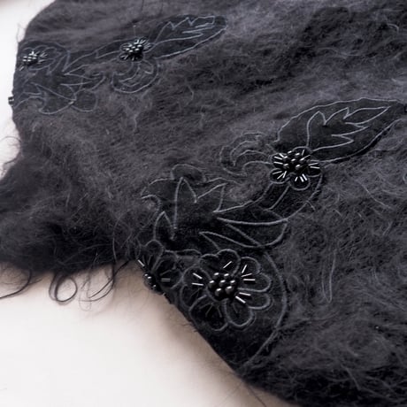 80s floral embroidered fuzzy long cardigan