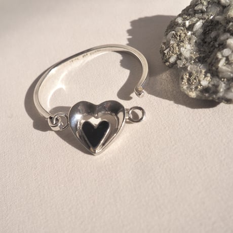 vintage Mexican silver onyx heart bracelet