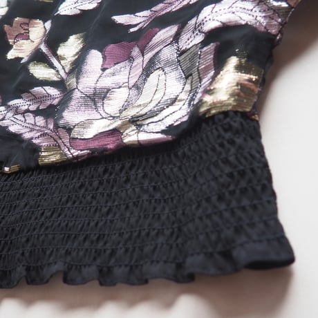 70〜80s "Andree Gaye" metallic floral blouse