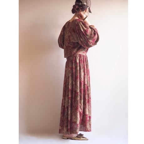 80s "Diane Freis" botanical design maxi dress