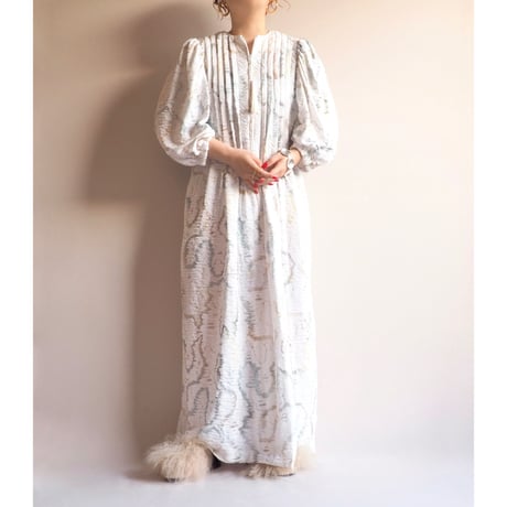 70〜80s "david brown" abstract textured maxi dress