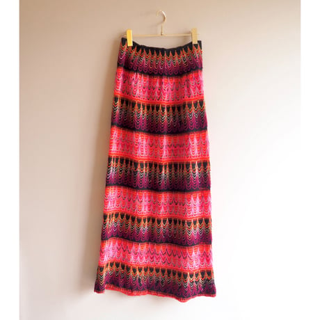 70s embroidered woven maxi skirt
