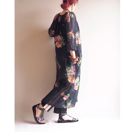80〜90s floral sheer maxi dress