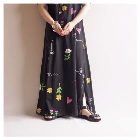 "Copa Cabana" graffiti print s/s maxi dress