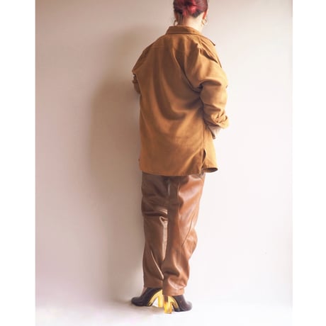 vintage camel leather tapered pants