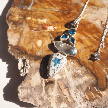 vintage multi stone design silver925 necklace