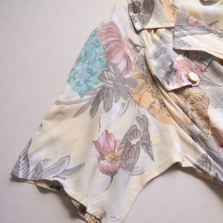 vintage floral semi sheer shirts maxi dress