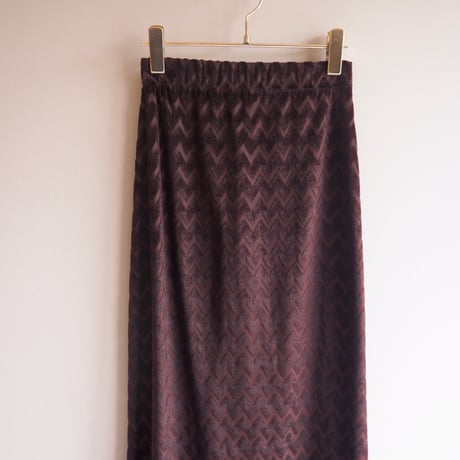 80〜90s zigzag velours maxi skirt