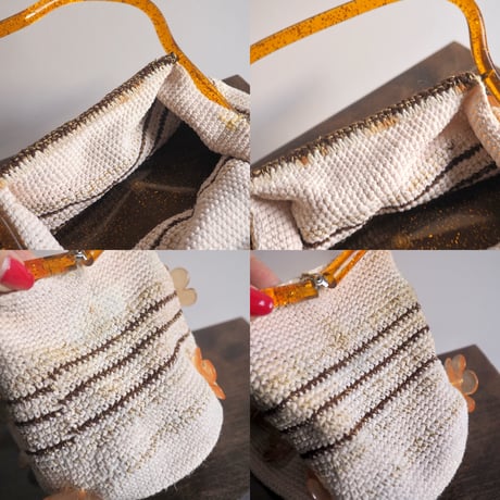 50〜60s floral beads × lucite woven bag