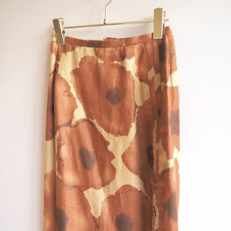 abstract print linen maxi skirt
