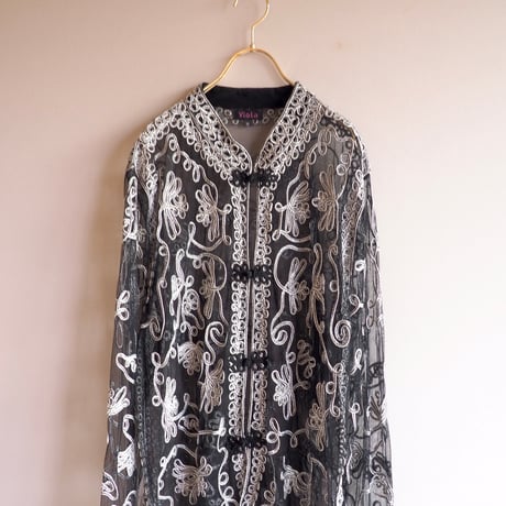 90s code embroidered sheer jacket