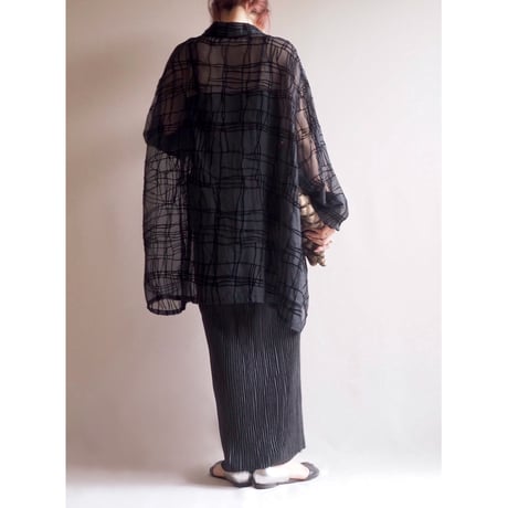 black micro pleated maxi skirt