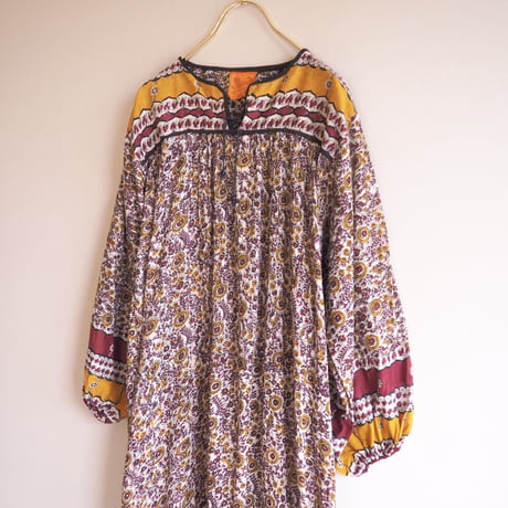 70s pakistan cotton floral maxi dress