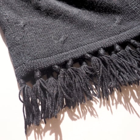 vintage fringe × leather design cardigan
