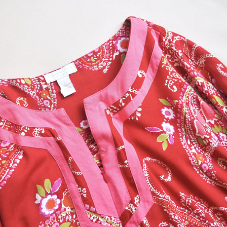 vintage rayon floral paisley kaftan dress