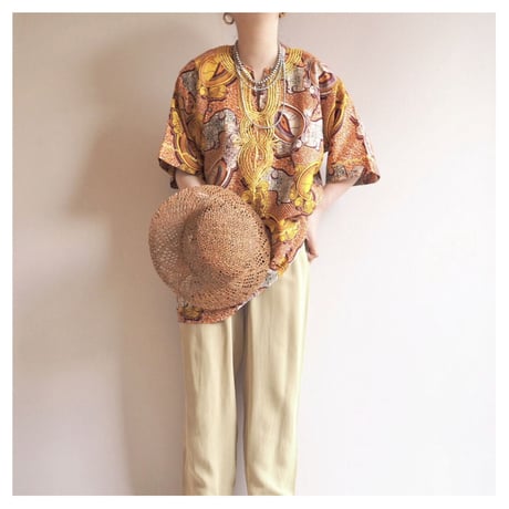 vintage african batik embroidered blouse