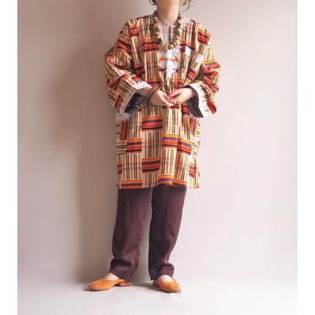 vintage african batik embroidered blouse