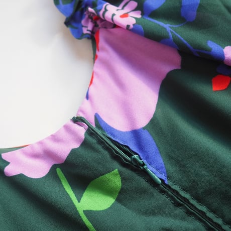70s "Courtaulds Tricel" puff sleeve floral maxi dress