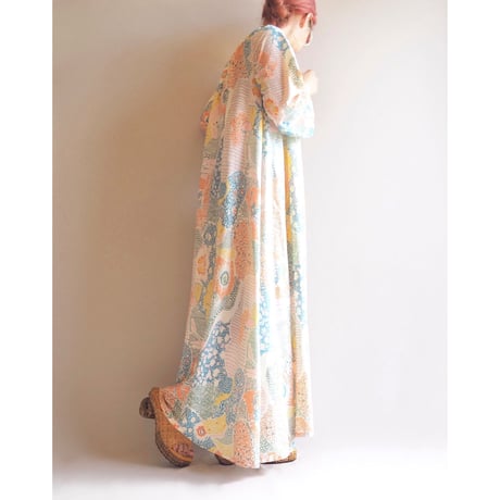 70s floral gather house maxi dress