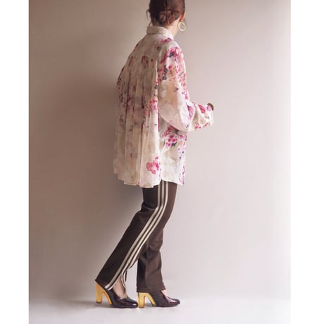 "CHAPS" semi sheer floral blouse