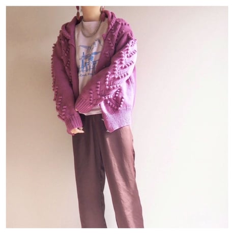 vintage popcorn design cardigan
