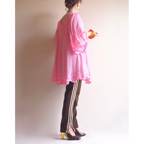vintage Greece pink gauze blouse