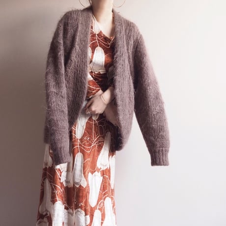 vintage brown mohair cardigan