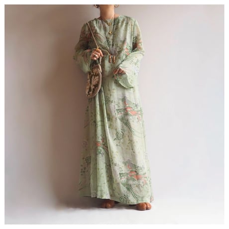 60s〜 floral sheer maxi dress