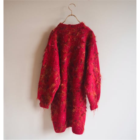 vintage fuzzy nep oversized cardigan