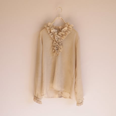 70s made in Ireland sheer ruffle blouse