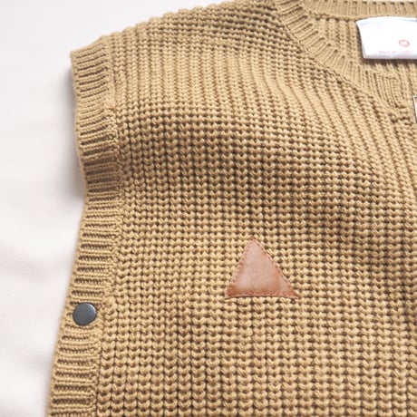 90s knit × leather design poncho vest