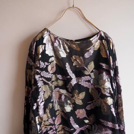 70〜80s "Andree Gaye" metallic floral blouse