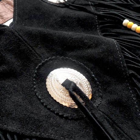 vintage suede leather fringe collar