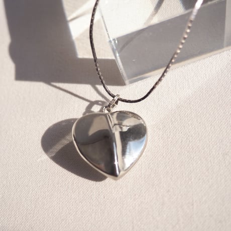 vintage silver925 puffy heart necklace