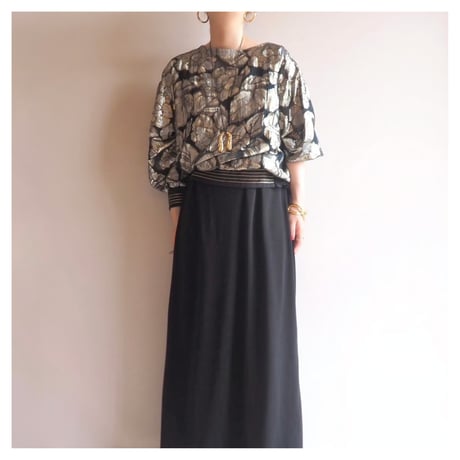 70〜80s "Andree Gaye" metallic floral blouse