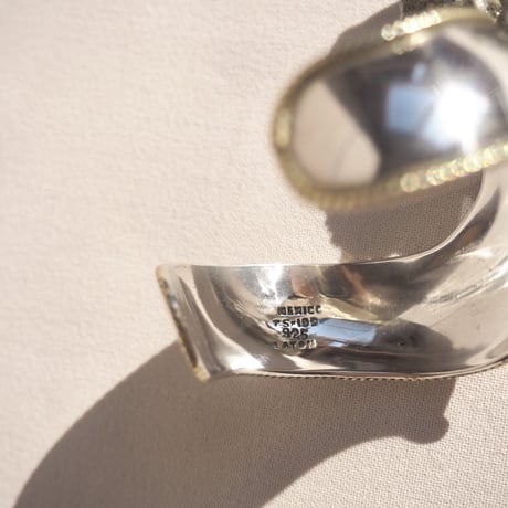 vintage Mexican silver × brass wave cuff bangle (B)