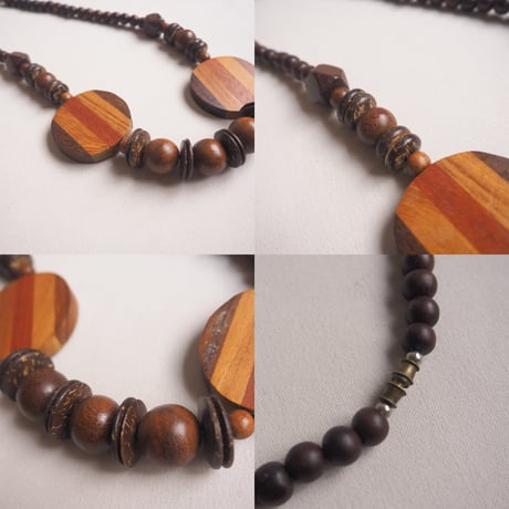 vintage wood beaded chunky necklace