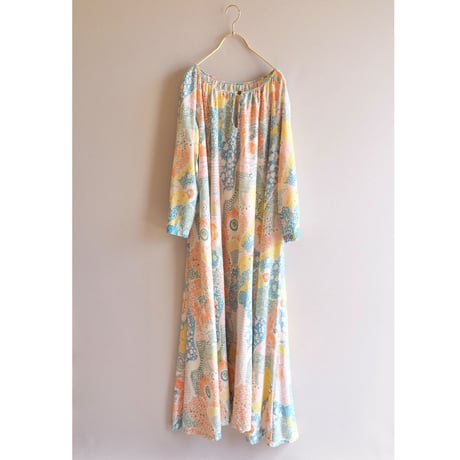 70s floral gather house maxi dress