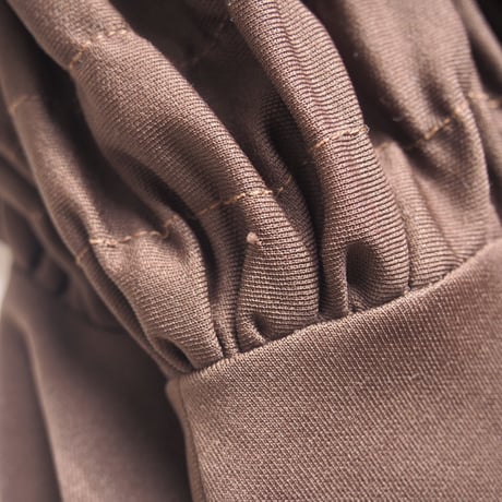 70s brown design sleeve maxi dress