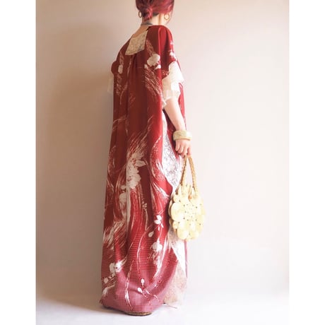 70s floral lace kaftan dress