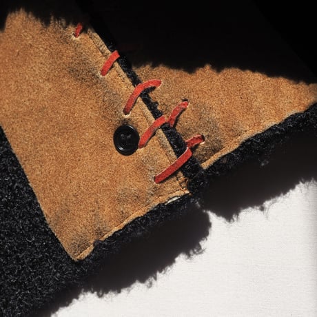"Sandy Starkman" suede patchwork knitted jacket