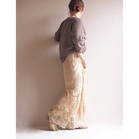 original remake lace fringe wrap skirt