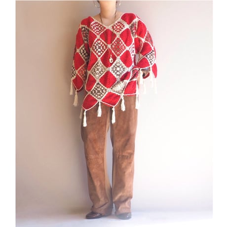 vintage granny crochet fringe tops
