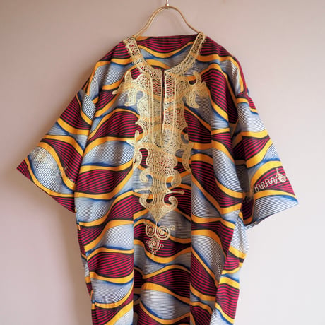 vintage african batik embroidered blouse